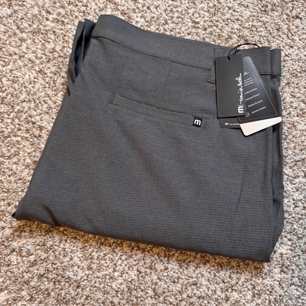 Travis Mathew 42x11 Sand Harbor Golf Shorts Heather Dark‎ Grey Performance New